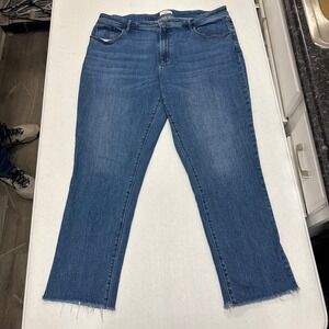 LOFT Outlet Curvy Skinny Crop Jeans Medium Wash Raw Hem Size 16